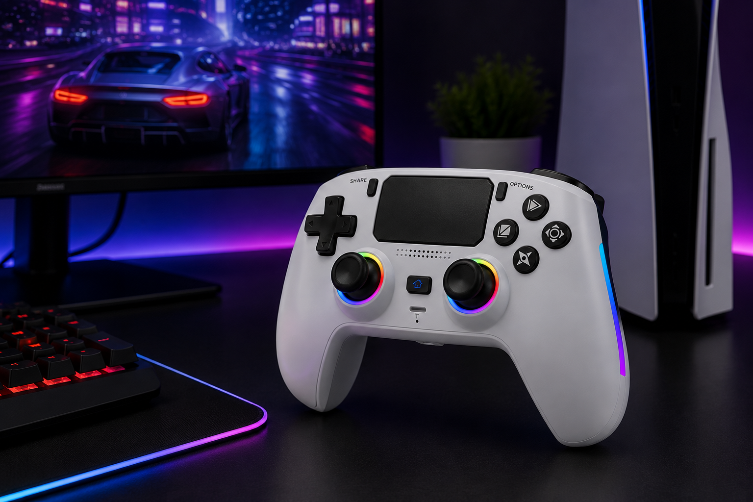 Wireless RGB Gaming Controller for PS5/PS5 Pro, PC & Mobile